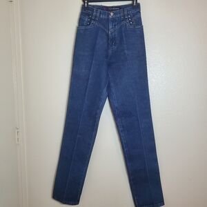 Rockies Vintage Womens Bareback Mom  Western Jeans Sz 3/4 Blue High Rise Studded